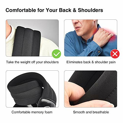 Comparison of comfortable shoulder strap with memory foam and an uncomfortable strap causing pain.